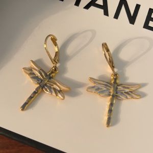 22k GP Erwin Pearl (Retired) Collectible Dragonfly Drop Hanging earrings